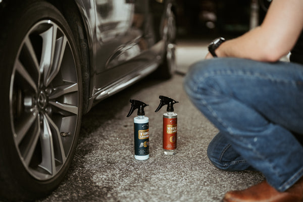 SOCAR CHEMICAL - CLEAN WHEEL COMBO - Blue Suede Tire Shine and Wheel Cleaner Set, Professional Wheel Care Kit with Spray Bottles