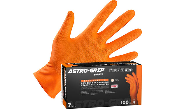 Astro-Grip® Powder-Free Exam Grade Nitrile Disposable Gloves - 7 Mil - 100PK