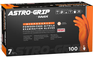 Astro-Grip® Powder-Free Exam Grade Nitrile Disposable Gloves - 7 Mil - 100PK