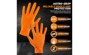 Astro-Grip® Powder-Free Exam Grade Nitrile Disposable Gloves - 7 Mil - 100PK