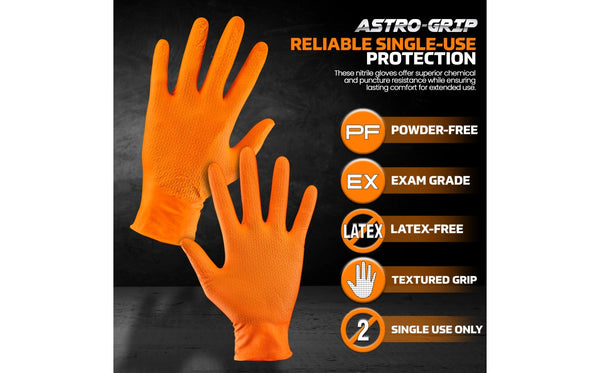 Astro-Grip® Powder-Free Exam Grade Nitrile Disposable Gloves - 7 Mil - 100PK