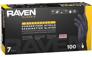 Raven® Powder-Free Exam Grade Nitrile Disposable Gloves - 7 Mil - 100PK