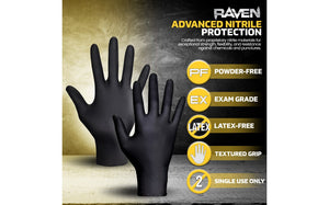 Raven® Powder-Free Exam Grade Nitrile Disposable Gloves - 7 Mil - 100PK